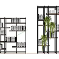 Modern Black Frame Bookcase With Multiple Shelves Books And Decorative Plants