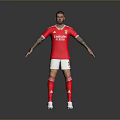 Man Wearing Red Benfica Jersey With Emirates Logo White Shorts Number 5 And Tattoos Standing