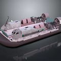 Wooden Boat Design With Fans Seats And Deck Structure Features 3d model