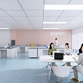 Modern Laboratory Interior With Researchers Working At Lab Benches And Scientific Instruments