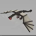 Brick Built Dragon Model with Black Body White Wings Red Mouth and Detailed Claws