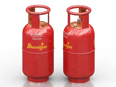Two Red Bharatgas Industrial Gas Cylinders For Commercial Applications 3d model