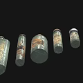 Vintage Medical Instruments Green Glass Bottles With Antique Labels For Early Medicine Storage