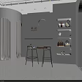 Modern Clothing Store Interior With Arched Doorways Clothes Racks Bar Counter And Display Shelves