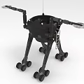 Black Mechanical Robot With Wheeled Legs And Extendable Arms For Sensing Tasks 3d model