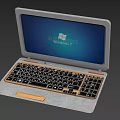 Open Acer Laptop with Windows 7 Display Black Keyboard and Gray Base 3d model