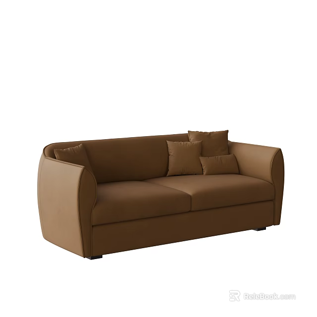 Comfortable Brown Multi Seat Sofa With Soft Cushions And Modern Design 3d model