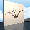 Artistic Antler Sculpture Carving Display On Light Background With Water Reflection