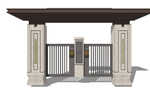 New Chinese Style Door Villa Small Door 3d model