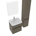 Modern Bathroom Washbasin With Wooden Cabinet Mirror Storage And White Basin