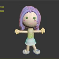 Cartoon Style Game Movie Character With Blue Hair White Top Pink Skirt And Smiling Expression