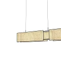 Multiple Modern Rectangular Pendant Lights With Fabric Shades And Warm Glow