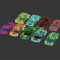 Vintage Toy Cars In Various Colors With Classic Designs Arranged On Black Background