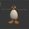 Penguin 3D Model With Black Body White Belly Red Beak Orange Feet And Outstretched Arms