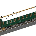 Detailed Green Model Train Carriage With K18 Number On Railway Track