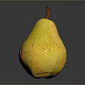 Fresh Yellow Pear with Brown Spots and Stem on Black Background with Reflection 3d model