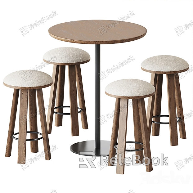 Modern Bar Chair Combination Solid Wood Casual Table and Chair Combination Coffee Table model