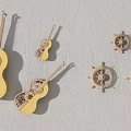 Wooden Wall Decor with Violin and Ship Wheel Designs for Home Decoration