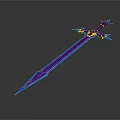 Fantasy Glowing Blue Sword with Decorative Hilt and Sharp Blade in Dark Background 3D Render