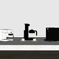 Modern Kitchen Appliances Including Espresso Machine Drip Coffee Maker On White Countertop 3d model