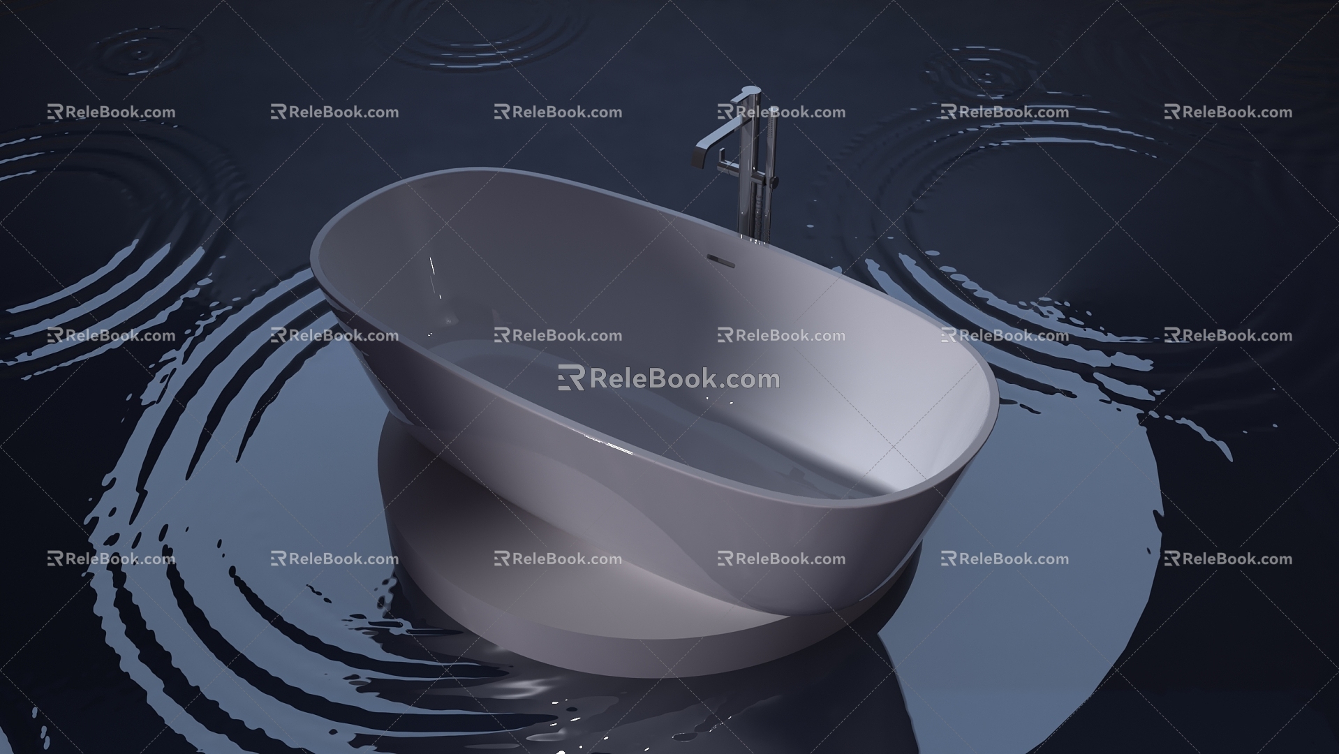 Water droplet ripple bathtub with light display scene model