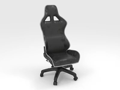 Ergonomic Black Single Office Chair With Rolling Wheels And Comfortable Design 3d model