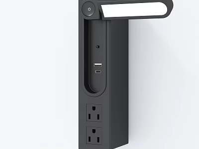 Modern Black Switch Panel with USB Ports Power Outlets and LED Light 3d model