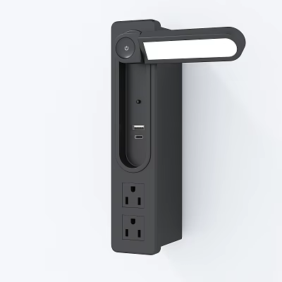 Modern Black Switch Panel with USB Ports Power Outlets and LED Light 3d model