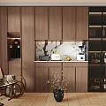 Middle Ancient Style Wine Cabinet Sideboard Single Chair 3d model