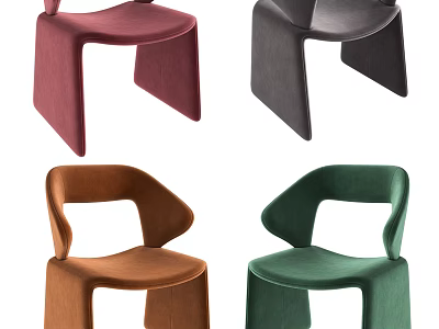 Modern Leisure Chairs in Multiple Colors with Curved Backrest and Sleek Design 3d model