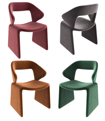 Modern Leisure Chairs in Multiple Colors with Curved Backrest and Sleek Design 3d model