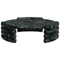 Elegant Natural Round Wooden Coffee Table With Stacked Cylindrical Legs Design