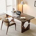 Modern Wooden Desk With Laptop Open Book Lamp Chair And Window Blinds