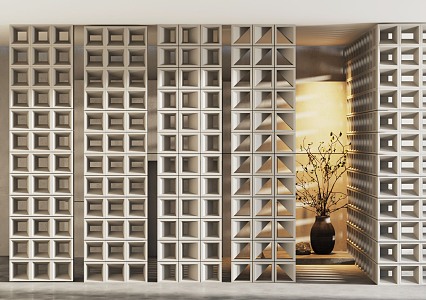 Modern partition cement brick partition 3d model