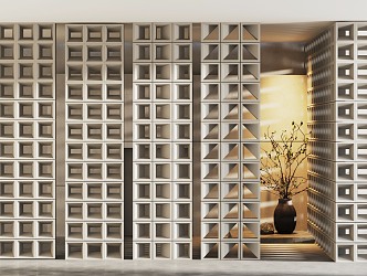 Modern partition cement brick partition 3d model