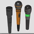 Three Various Design Microphones With Orange Black And Green Color Accents