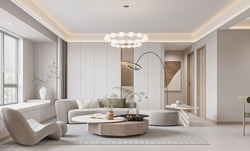 modern living room cream living room 3d model