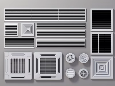 Various Air Conditioner Vents with Different Shapes and Designs for Home Interior 3d model