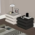 Modern White And Black Nightstands With Lamp Radio Photo Frame And Candle In Bedroom Decor