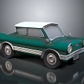 Vintage Green Toy Car With White Roof And Metallic Body Design