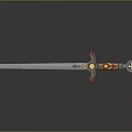 Decorative Sword Featuring Blue Blade And Ornate Brown Gold Hilt With Star Guard