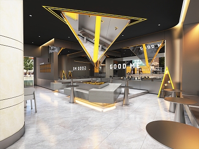 Post-modern milk tea shop 3d model