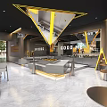 Modern Milk Tea Shop Interior With Geometric Decor And Lighting