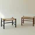 Modern Woven Stools With Black and Brown Wooden Frames Simple Design for Home