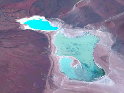 Aerial View Of Stunning Garden Landscape With Colorful Lakes And Diverse Landforms 3d model