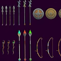 Various Medieval Fantasy Weapons Collection Including Axes Spears Shields Hammers Bows And Arrows