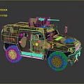 Military Armored Tank Featuring Green Yellow Camouflage Turret Machine Gun And Four Wheels Design