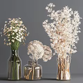 Elegant Modern Glass Vase Arrangement With Dried White Flowers And Neutral Background
