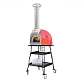 Commercial Pizza Ovens In Silver Red White With Mobile Metal Racks And Multiple Shelves