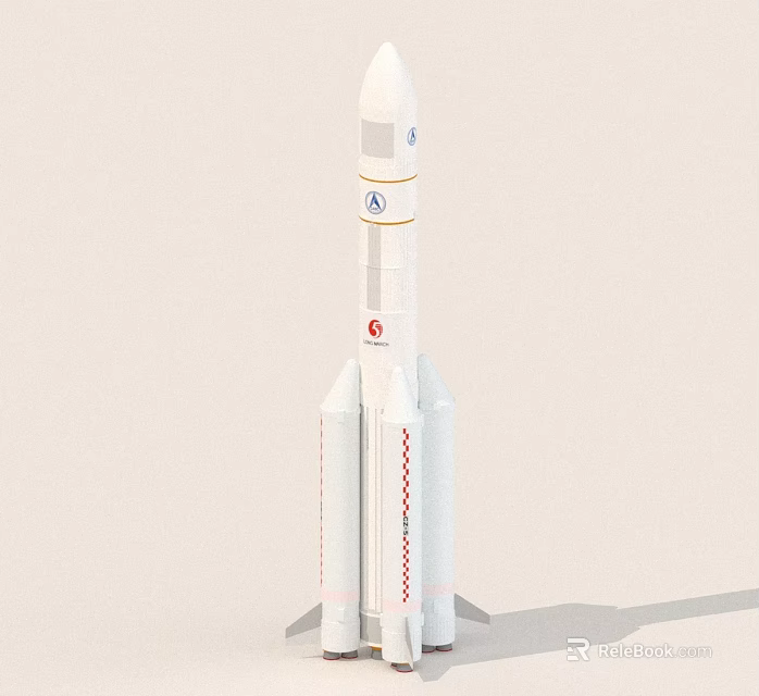 White Rocket Model With Boosters Detailed Design And Logos On Body 3d model